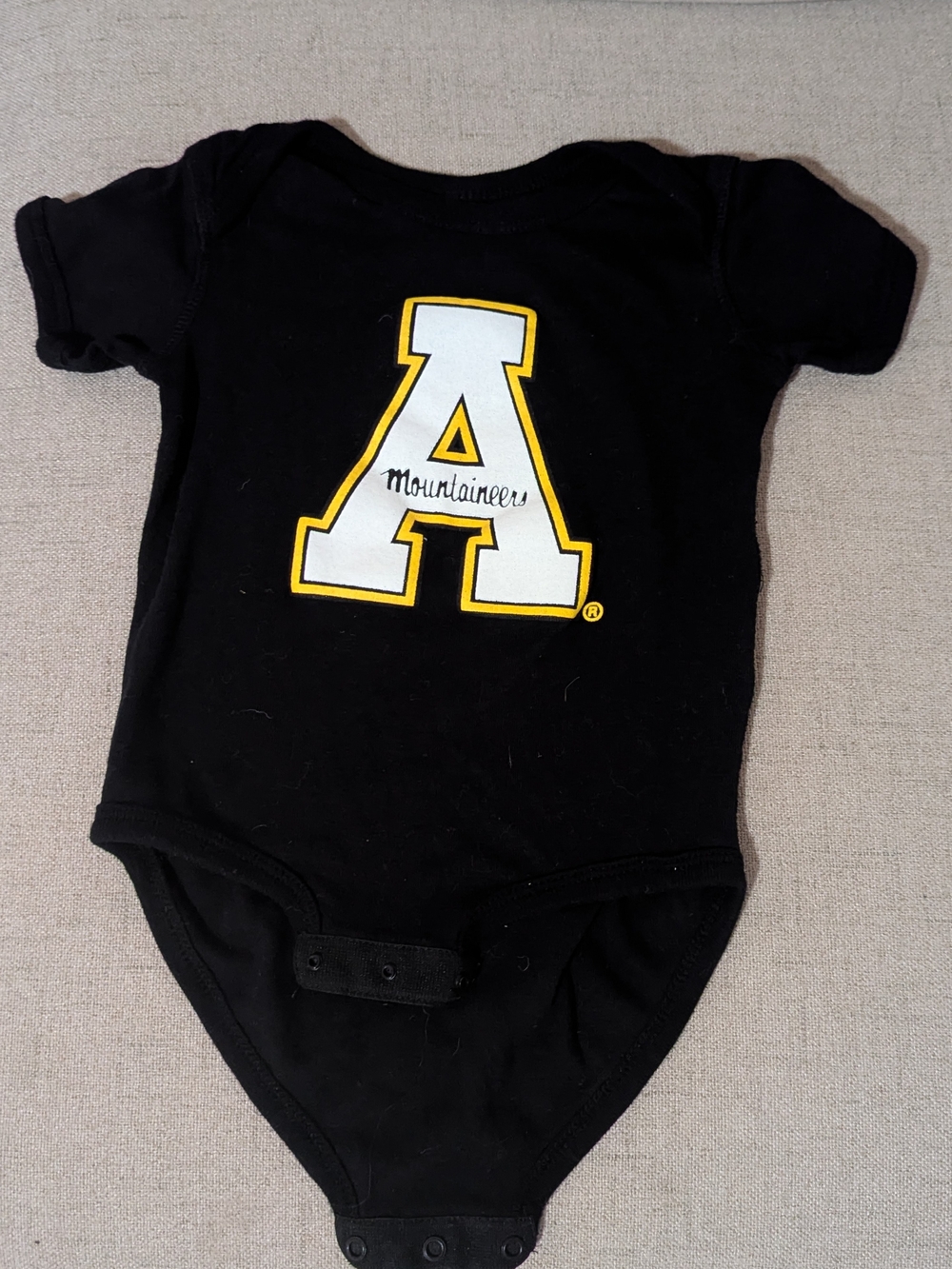 App State | Mountaineers Black Baby One-Piece Bodysuit